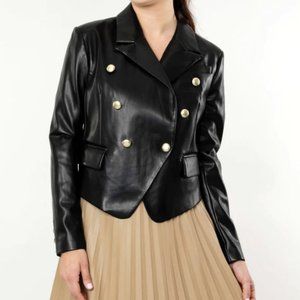 Dolce Cabo Vegan Leather Black Double Breasted Jacket